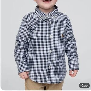 GAP Kids Navy and White Checkered Button Down Shirt